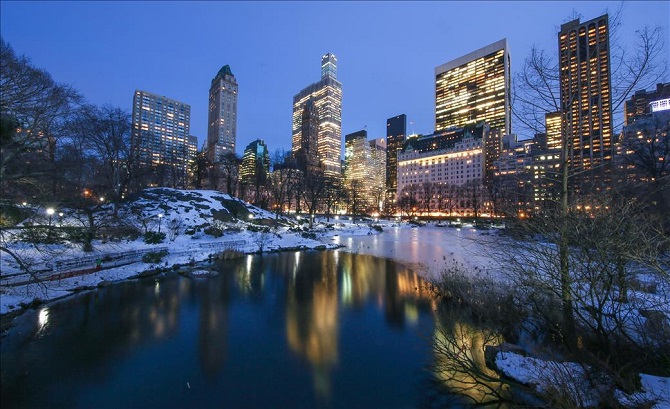 Central Park'ın gölleri dondu 1