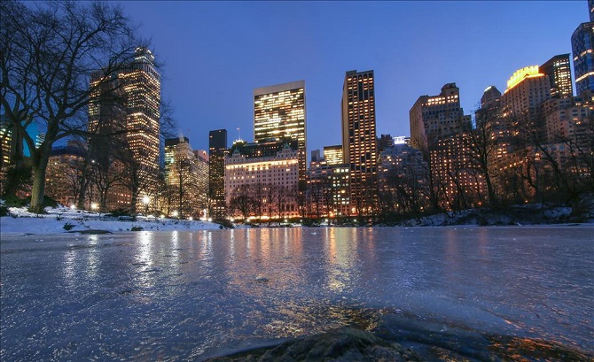 Central Park'ın gölleri dondu 2