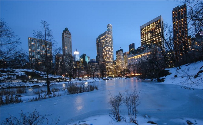 Central Park'ın gölleri dondu 3