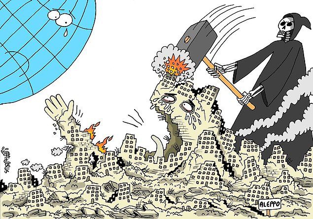 Halep'teki katliamı, zulmü, duyarsızlığı böyle çizdiler 14