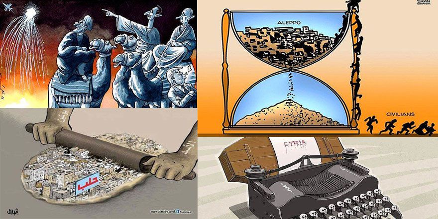 Halep'teki katliamı, zulmü, duyarsızlığı böyle çizdiler
