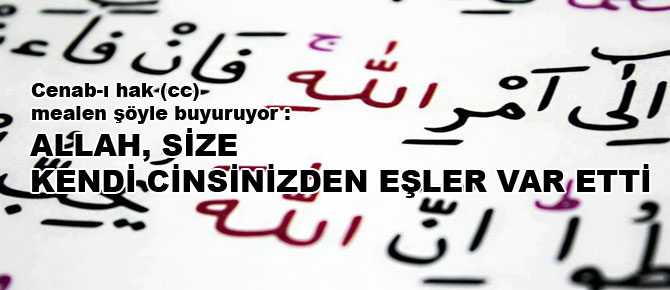 Allah, size kendi cinsinizden eşler var etti