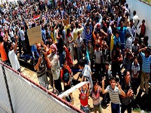 Suriyeli mültecilerden eylem