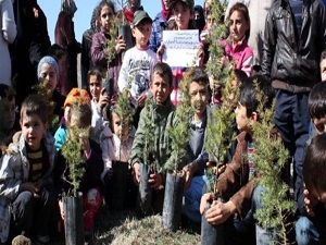 Yetimlerden 10 ilde toprağa binlerce fidan