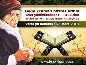 Bediüzzaman'ın vefat yıldönümü için Hatim kapmanyası