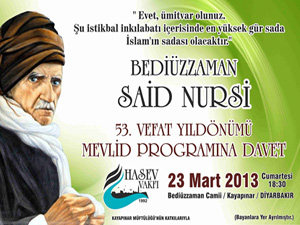 Diyarbakır Bediüzzaman Mevlidi bugün