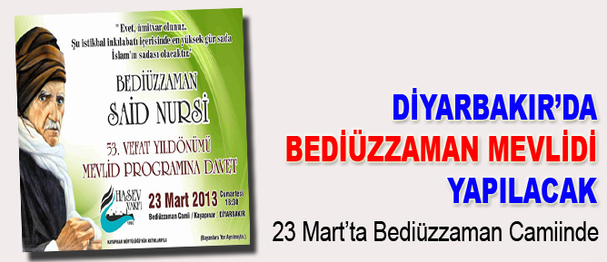 Diyarbakır’da Bediüzzaman Mevlidi yapılacak