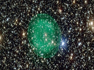 Uzayda yaklanan yeşil gezegenimsi