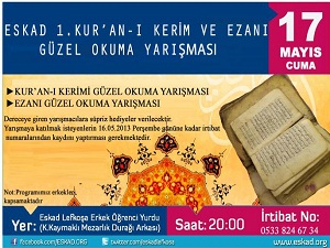1. Kur’an-ı Kerim ve Ezanı Güzel Okuma yarışması
