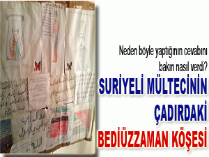 Suriyeli mültecinin çadırdaki Bediüzzaman köşesi