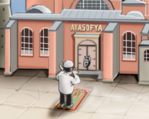 Ayasofya'da namaza duran adam