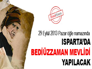 Isparta'da Bediüzzaman Mevlidi yapılacak