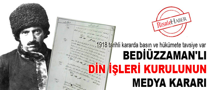 Bediüzzaman'lı Din İşleri Kurulunun medya kararı