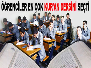 Öğrenciler en çok Kur'an-ı Kerim dersini seçti