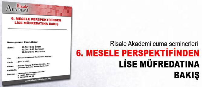6. Mesele Perspektifinden Lise Müfredatına Bakış semineri