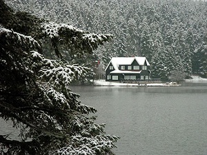 Gölcük Tabiat Parkı'nda göl dondu