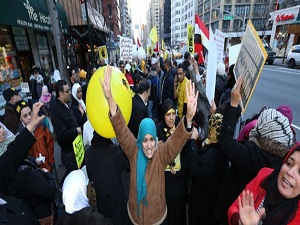 New York'ta Mısır için protesto