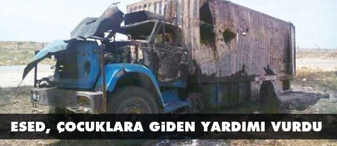 Esed, çocuklara giden yardımı vurdu
