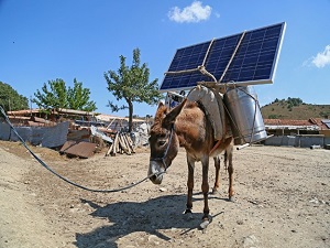 Eşek sırtında güneş enerjisinden yararlanıyorlar
