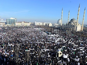 Çeçenistan'da Charlie Hebdo protestosu