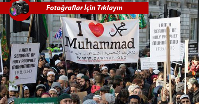 Londralı Müslümanlar Hz. Peygambere sahip çıktı