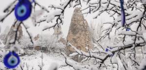 Karla kaplanan Kapadokya bir başka güzel