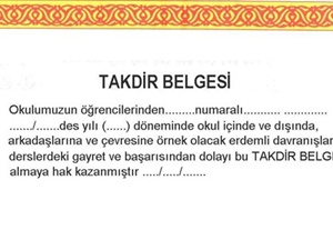 Teşekkür ve takdir belgesi hesaplaması