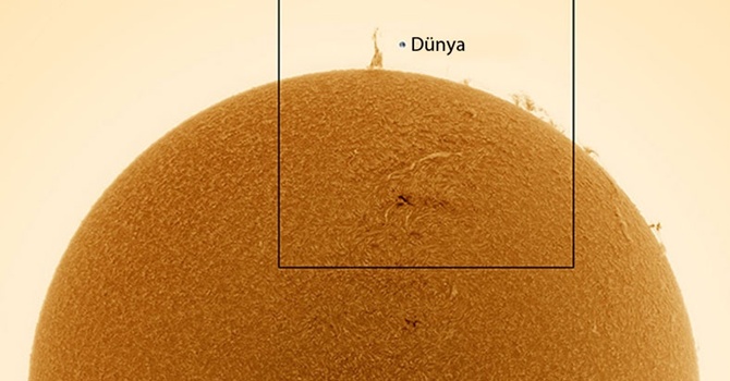 Güneş'in yüzeyinde 'Eyfel Kulesi'