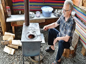 Yaz ortasında soba keyfi