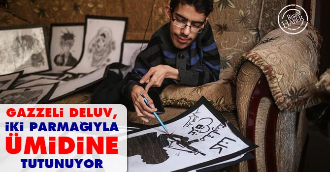 Gazzeli Deluv, iki parmağıyla ümidine tutunuyor