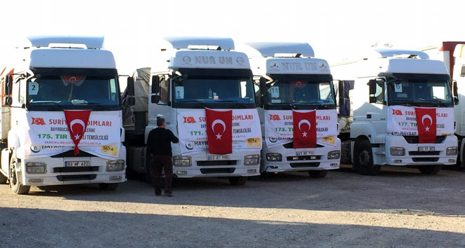 Bayırbucak Türkmenlerine 14 TIR'lık yardım