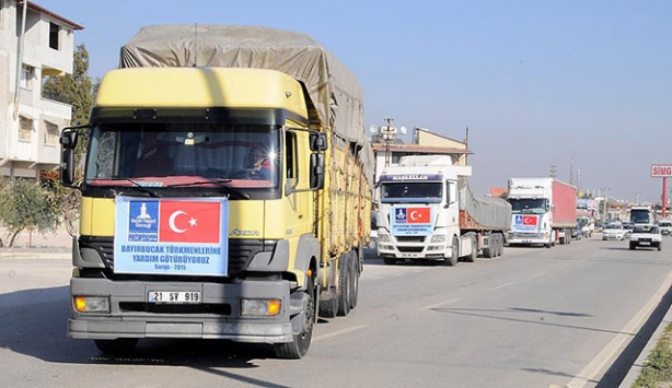 Bayırbucak Türkmenlerine 7 araçlık yardım konvoyu