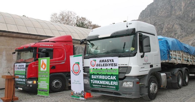 2 TIR dolusu yardım Bayırbucak Türkmenlerine doğru yola çıktı