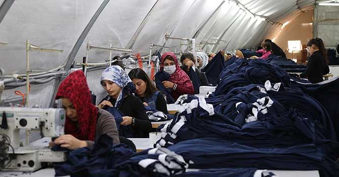 Çadır kentten tekstil ihracatı