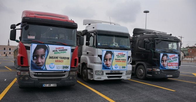 3 TIR dolusu yardım Suriye'ye doğru yola çıktı