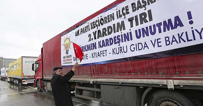 Bayırbucak Türkmenlerine 23 tırlık yardım konvoyu yola çıktı
