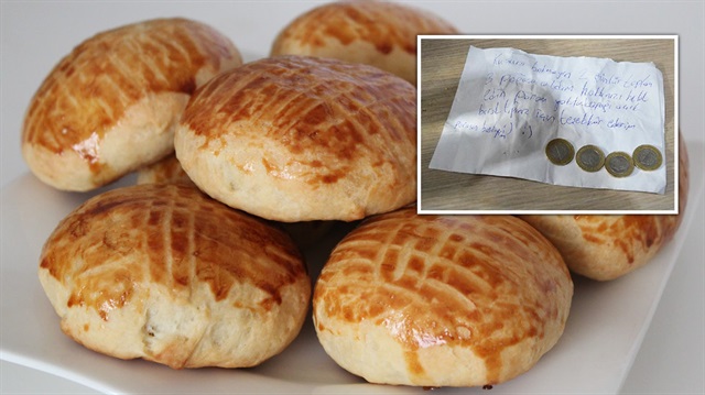 İzinsiz aldığı poğaçaların parasıyla birlikte bu notu bıraktı