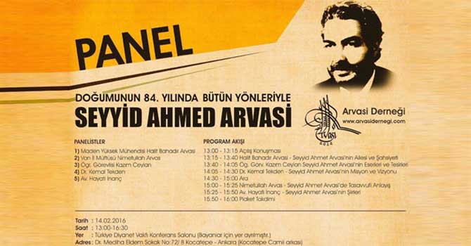 Seyyid Ahmet Arvasi doğumunun 84. yılında anılıyor