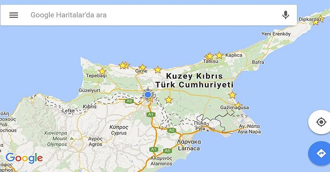 Google mobil harita uygulamasına KKTC'yi ekledi