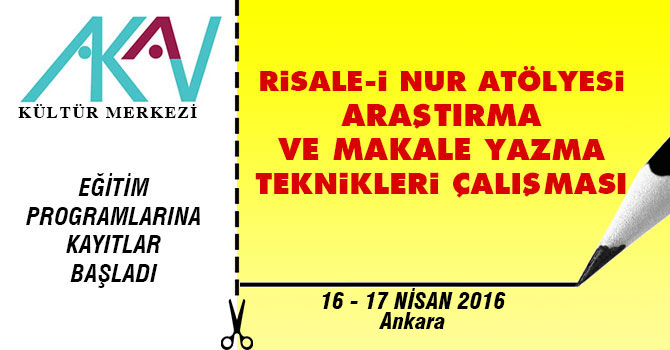 Risale-i Nur Atölyesi duyurusu