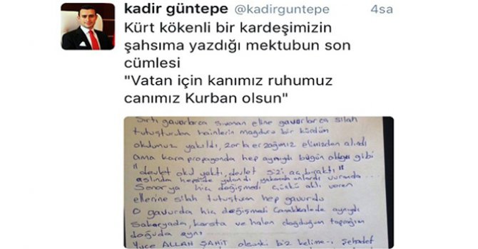 Kürt kökenli vatandaştan teröristlere ders niteliğinde mektup