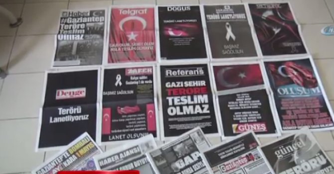 Yerel gazetelerden teröre Türk bayraklı tepki