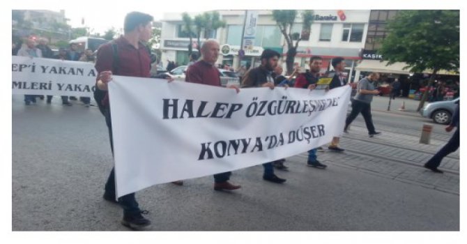Halep saldırıları Konya'da protesto edildi