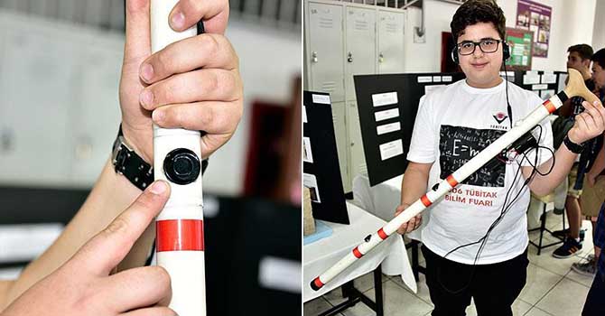 Ortaokul öğrencisinden engelliler için 'akıllı baston'
