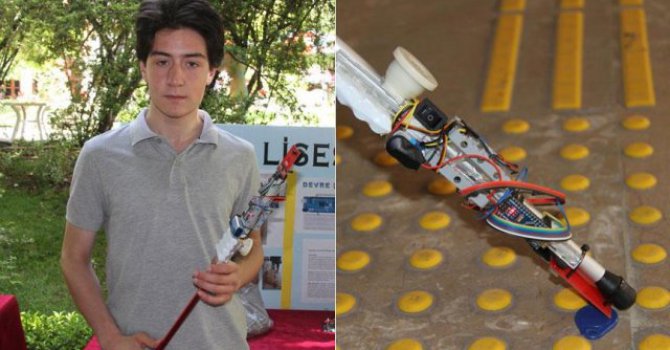 Lise öğrencisi görme engelliler için "akıllı değnek" tasarladı