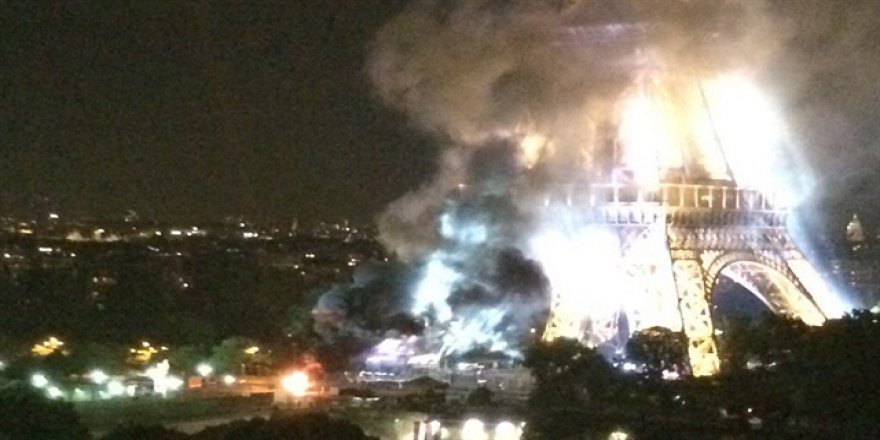 Eyfel Kulesi'nden dumanlar yükseliyor