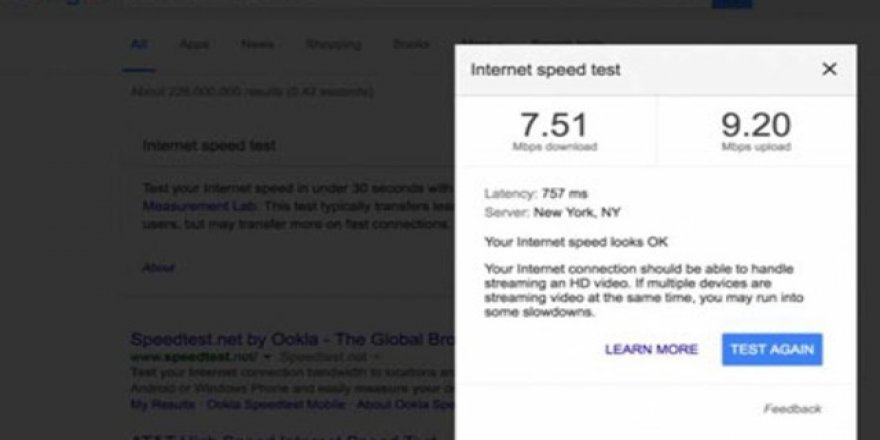 Google İnternet hızımızı ölçecek