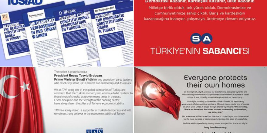 Türk şirketlerinden dünyaya 'demokrasi' ilanı