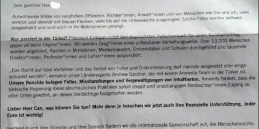Uluslararası Af Örgütü darbecileri savunmak için para istedi