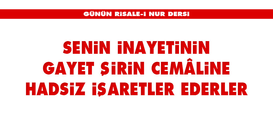 Senin inayetinin gayet şirin cemâline hadsiz işaretler ederler